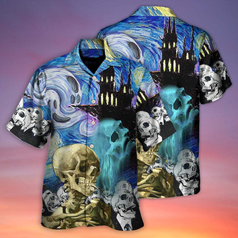 Funny Skull Smoke Scream Starry Night Boo Halloween Gift Hawaiian Shirt Funny Skull Smoke Scream Starry Night Boo Halloween Gift Hawaiian Shirt