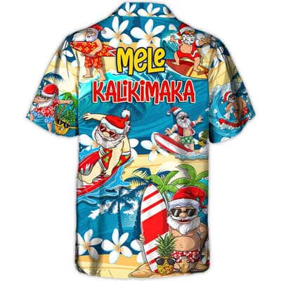 Funny Santa Surfing Hawaiian Shirt Christmas Gift For Beach Lovers