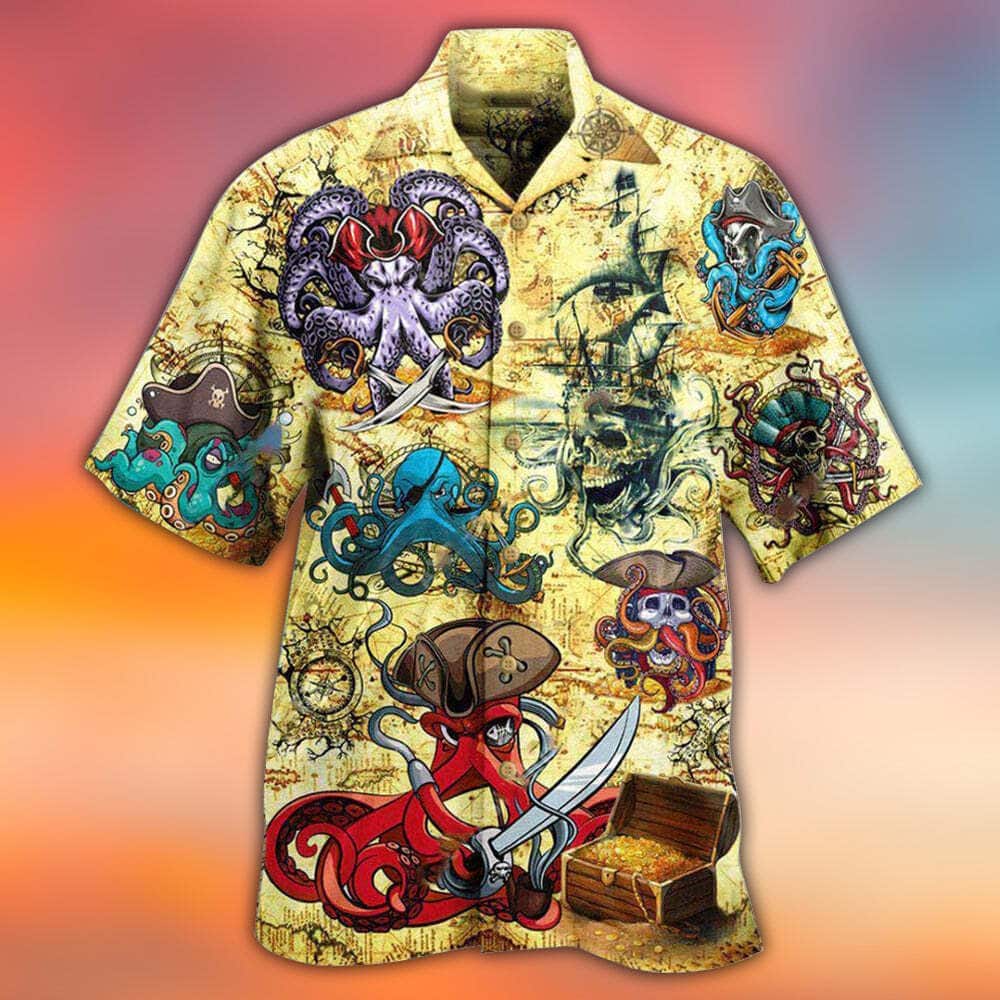 Funny Octopus Pirate Hawaiian Shirt Summer Gift For Friend Funny Octopus Pirate Hawaiian Shirt Summer Gift For Friend
