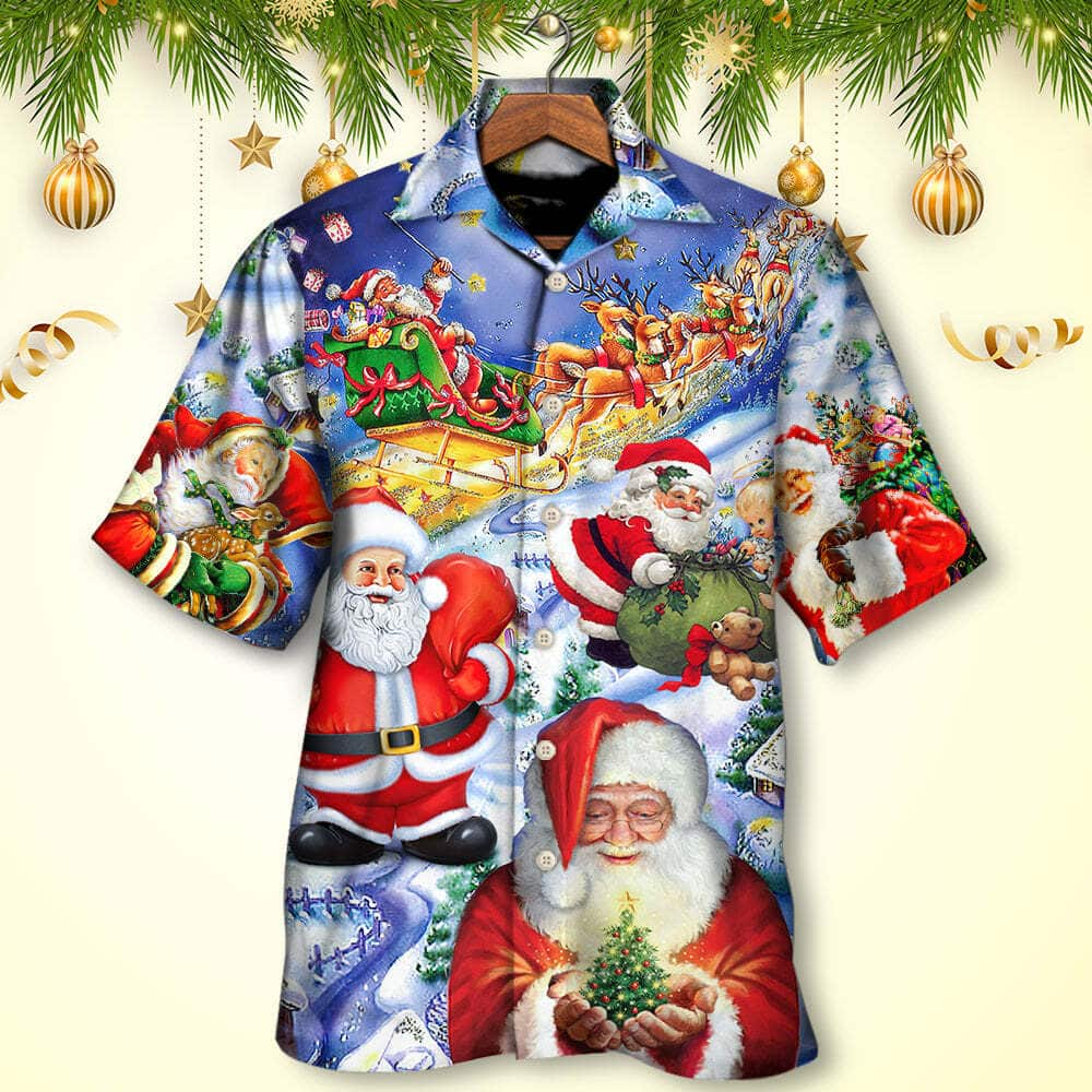 Funny Santa Claus Happy Xmas Is Coming Hawaiian Shirt