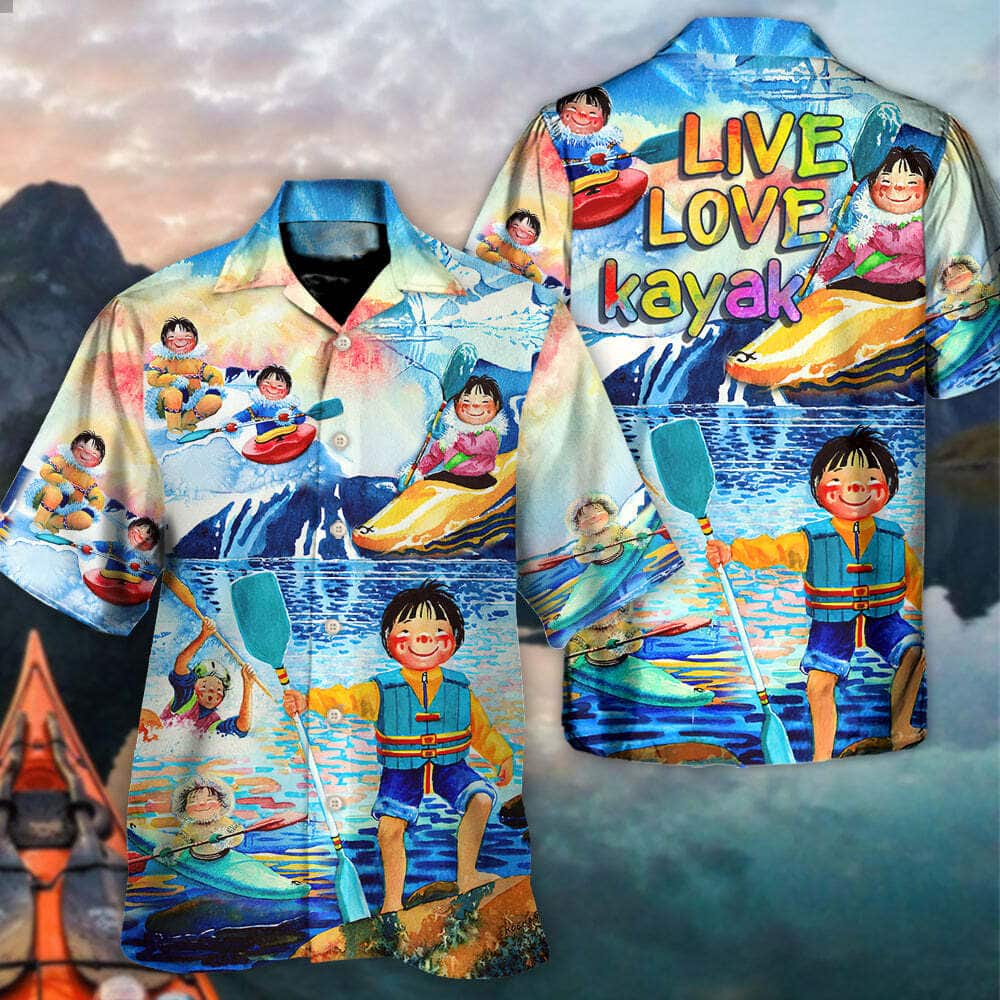 Funny Children Playing Kayaking Live Love Hawaiian Shirt Funny Children Playing Kayaking Live Love Hawaiian Shirt
