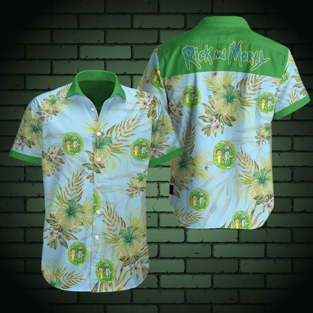 Rick And Morty Hawaiian Shirt Hibiscus Flowers Pattern Gift For Beach Trip