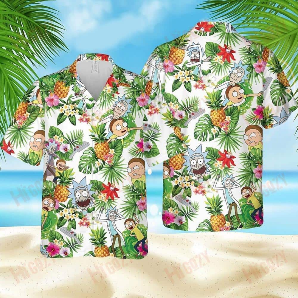 Summer Aloha Rick And Morty Hawaiian Shirt Pineapple Pattern Gift For Beach Vacation