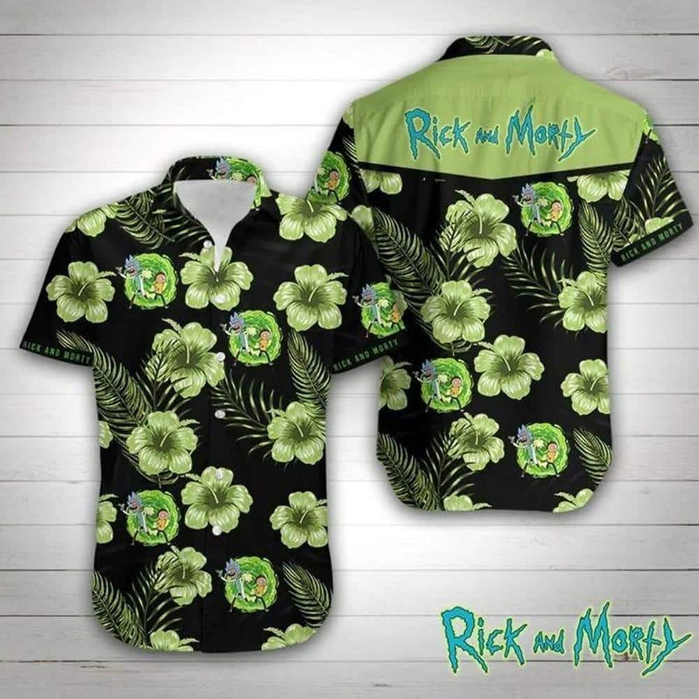 Aloha Rick And Morty Hawaiian Shirt Hibiscus Flowers Pattern Beach Gift For Friend