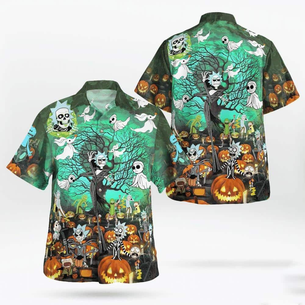 Halloween Aloha Rick And Morty Hawaiian Shirt The Nightmare Before Christmas