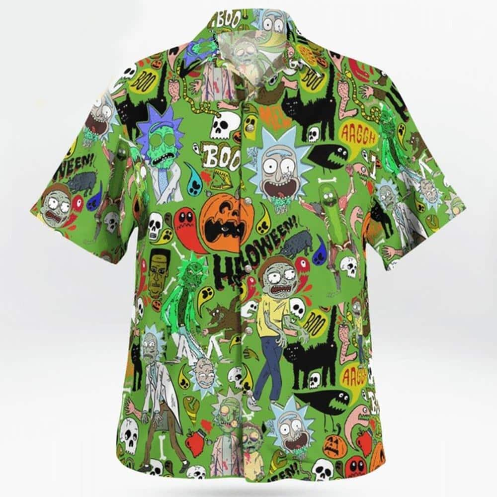 Halloween Aloha Rick And Morty Hawaiian Shirt Gift For Beach Lovers