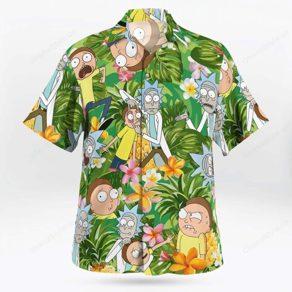 Rick And Morty Hawaiian Shirt Palm Leaves Pattern Beach Lovers Gift