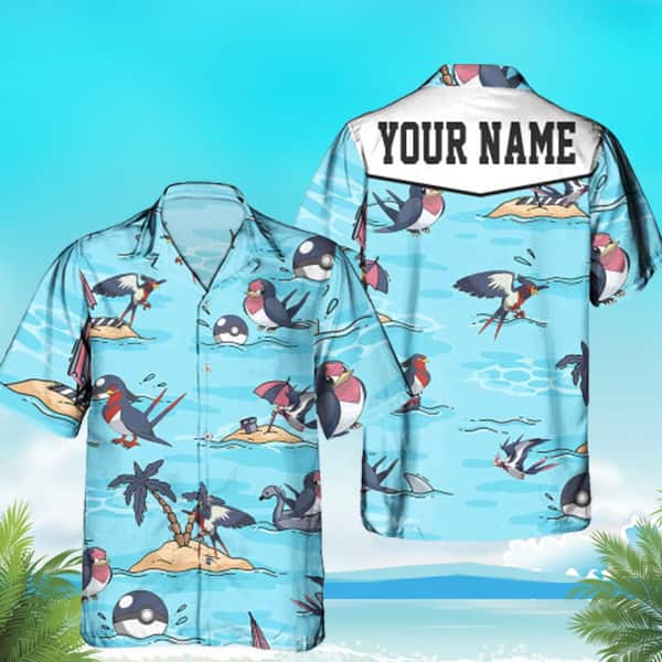 Taillow Pokemon Hawaiian Shirt Custom Name Practical Beach Gift For Him Taillow Pokemon Hawaiian Shirt Custom Name Practical Beach Gift For Him