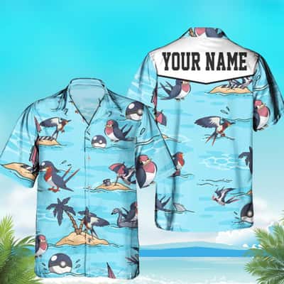 Taillow Pokemon Hawaiian Shirt Custom Name Practical Beach Gift For Him