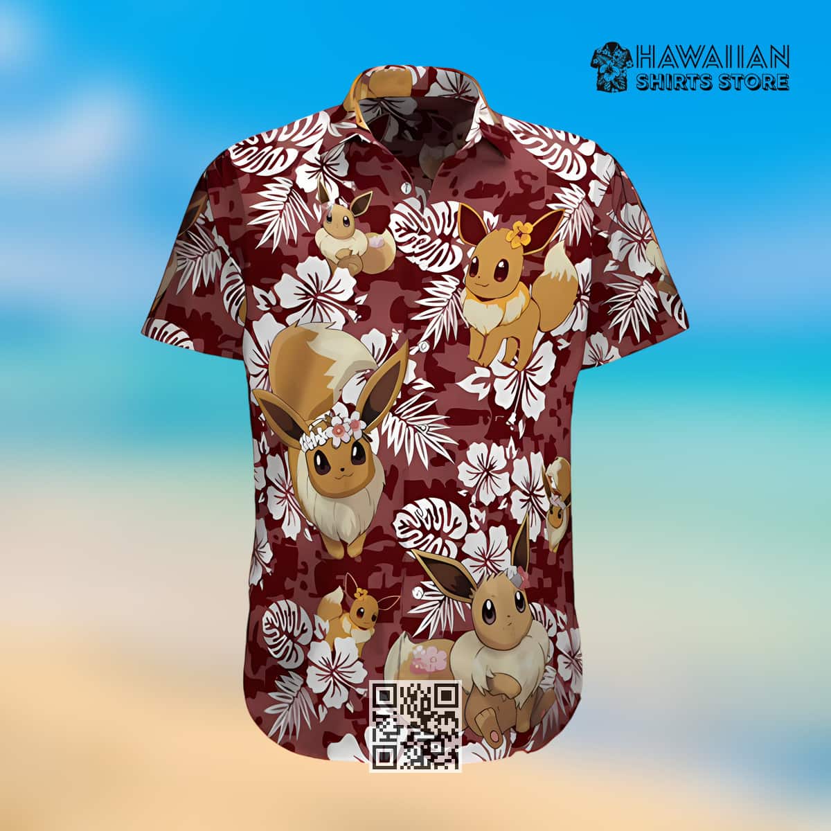 Eevee Pokemon Hawaiian Shirt Palm Leaves Pattern Summer Beach Gift Eevee Pokemon Hawaiian Shirt Palm Leaves Pattern Summer Beach Gift