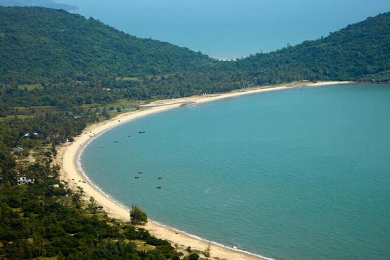 View of Vinh Nam Chon Beach from Hai Van Pass, near Da Nang, Vietnam