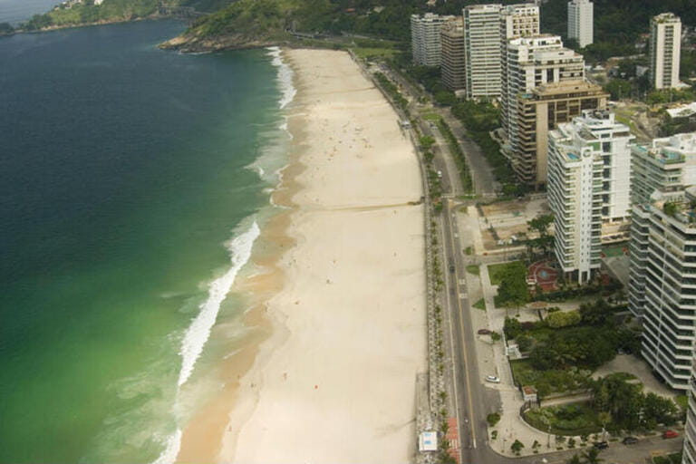 Aerial view from hanglider of Pepino Beach, South end of Rio de Janiero, Brazil Aerial view from hanglider of Pepino Beach, South end of Rio de Janiero, Brazil