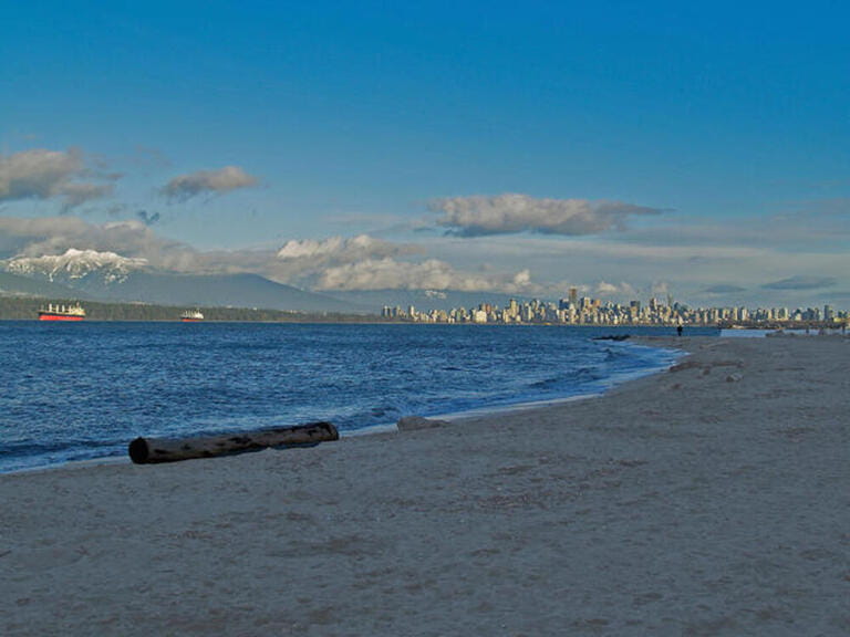 A view of Vancover skyline from Spanish Banks, BC