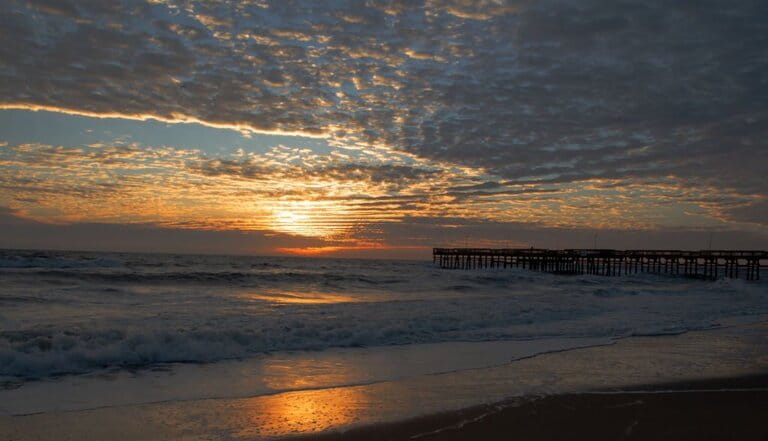 Scenic view of sea against sky during sunset,Sandbridge Beach,United States,USA Scenic view of sea against sky during sunset,Sandbridge Beach,United States,USA
