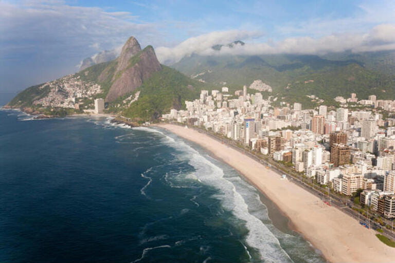Panema Beach, Ipanema, Dois Irmaos mountain in background, Rio de Janeiro, Brazil