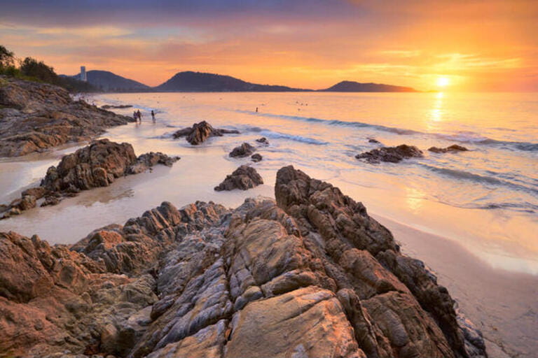 Thailand - Phuket Island, tropical Patong Beach at sunset time