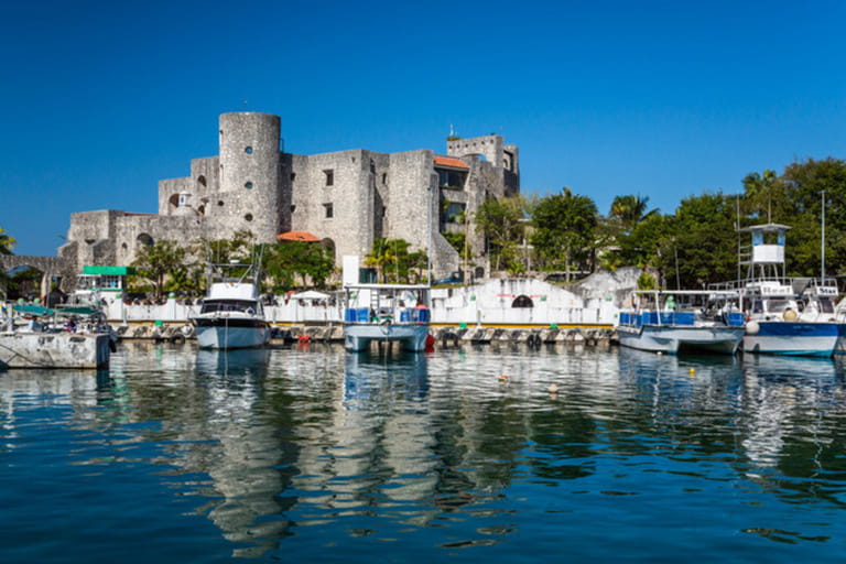The fortress at the north marina , Puerto Abrigo in Cozumel, Mexico, Caribbean.