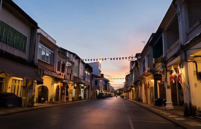 Phuket, Thailand - December 24, 2015 : Old building Chino Portuguese style in Phuket on December 24, 2015 in Phuket, Thailand. Old buildings area is a very famous tourist destination of Phuket town.