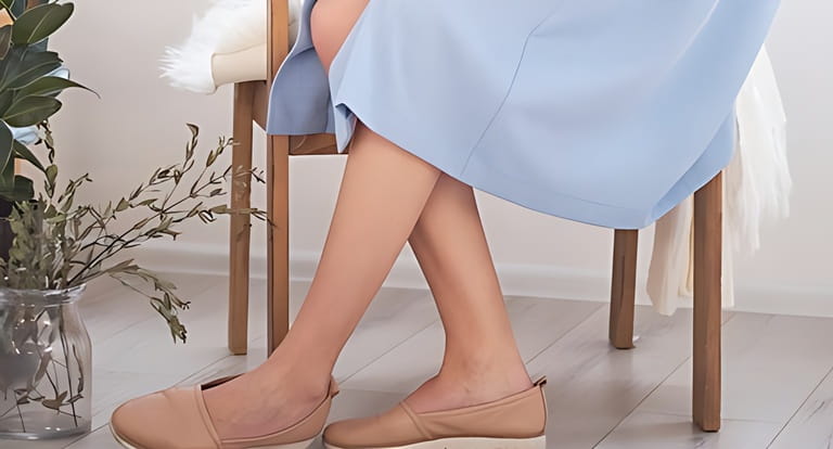 Legs of a Woman with Slip on Shoes Legs of a Woman with Slip on Shoes