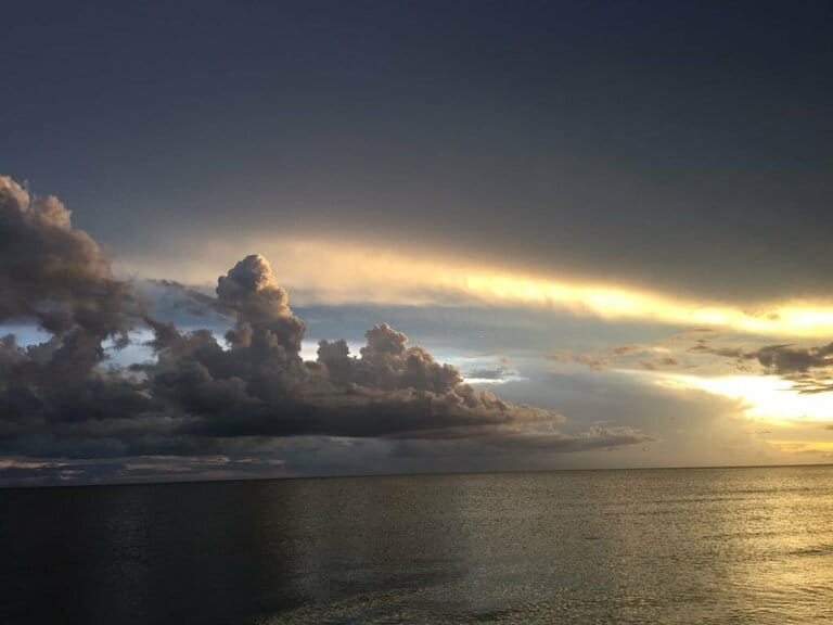 View of Siesta Key beach, Florida at sunset