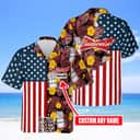 Budweiser Beer Hawaiian Shirt Hibiscus Flower Palm Leaves Pattern Custom Name