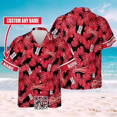 Aloha Budweiser Beer Hawaiian Shirt Palm Leaves Pattern Custom Name Aloha Budweiser Beer Hawaiian Shirt Palm Leaves Pattern Custom Name