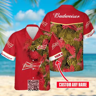 Budweiser Hawaiian Shirt Palm Leaves Pattern Custom Name Beach Lovers Gift Budweiser Hawaiian Shirt Palm Leaves Pattern Custom Name Beach Lovers Gift