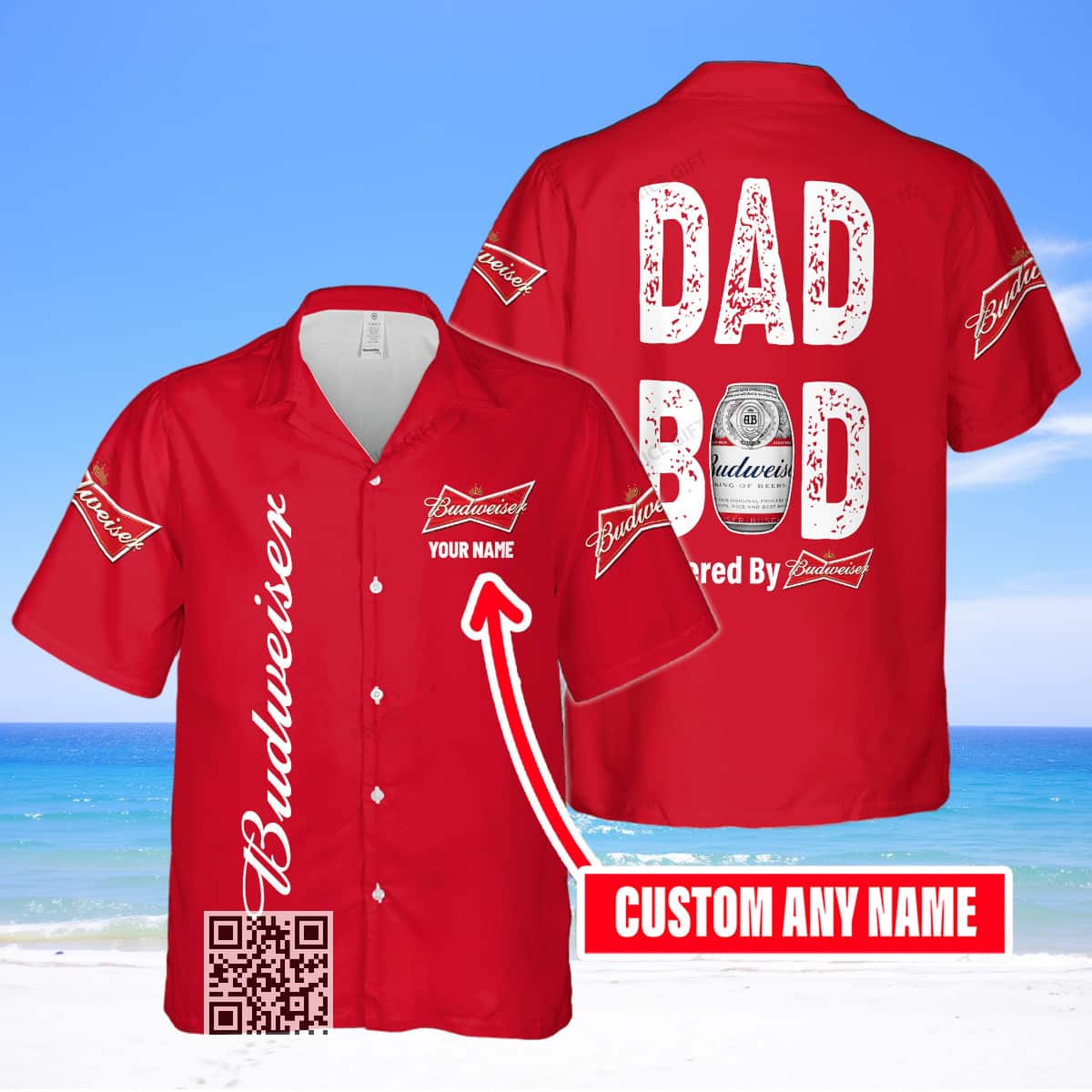 Dad Bod Powered By Budweiser Beer Hawaiian Shirt Custom Name Dad Bod Powered By Budweiser Beer Hawaiian Shirt Custom Name
