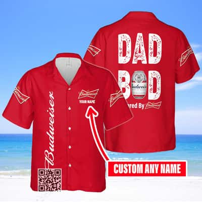 Dad Bod Powered By Budweiser Beer Hawaiian Shirt Custom Name