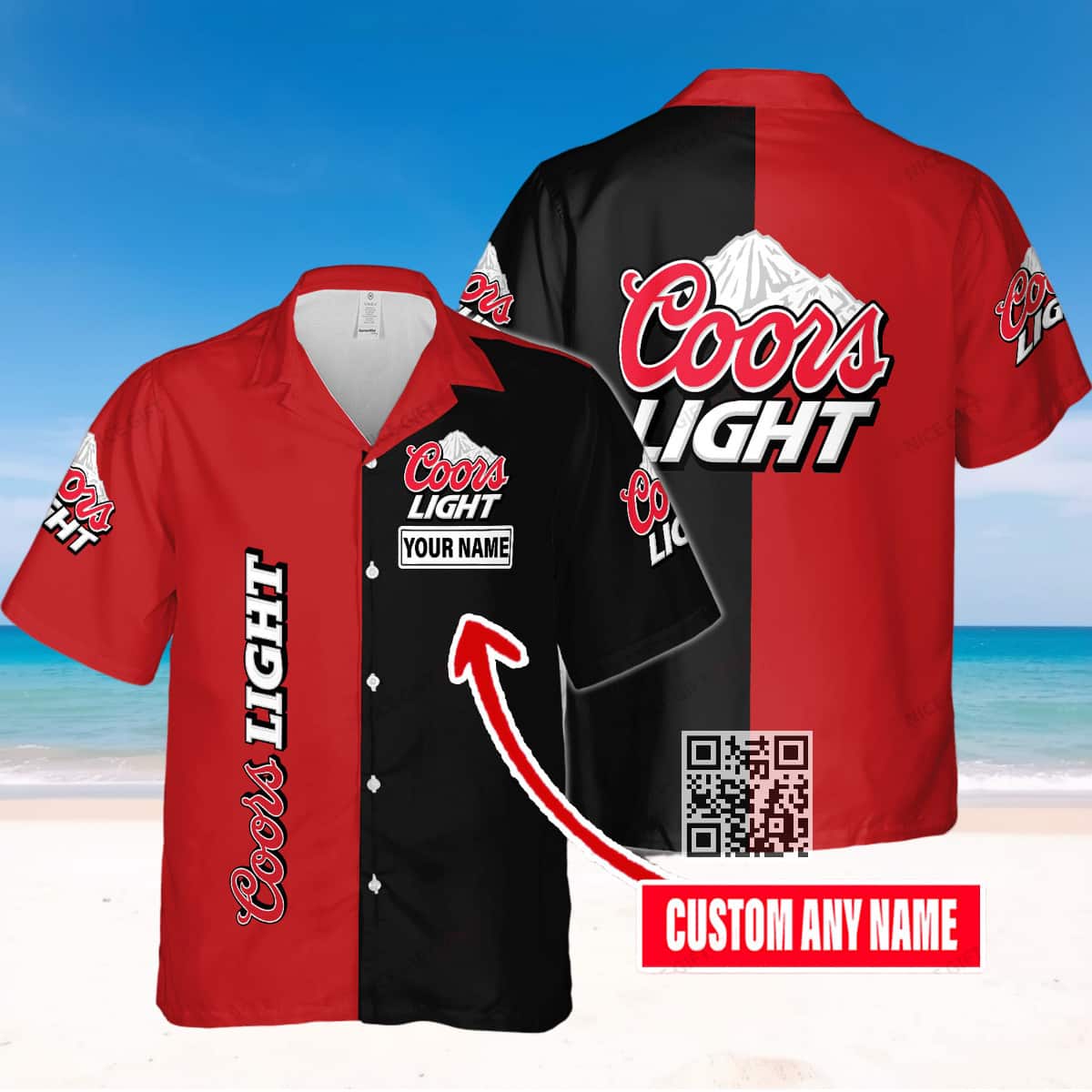 Black Red Split Coors Light Beer Hawaiian Shirt Custom Name Black Red Split Coors Light Beer Hawaiian Shirt Custom Name