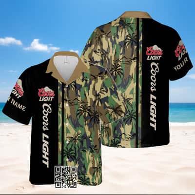 Coors Light Beer Hawaiian Shirt Camouflage Pattern Custom Name Coors Light Beer Hawaiian Shirt Camouflage Pattern Custom Name
