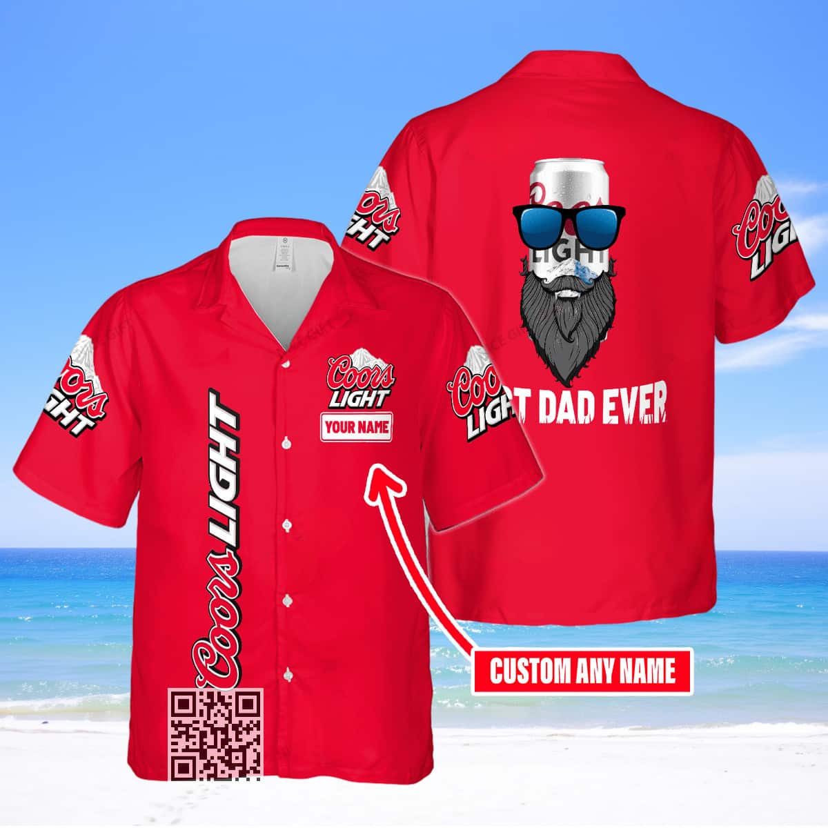 Red Aloha Coors Light Beer Hawaiian Shirt Best Dad Ever Custom Name Red Aloha Coors Light Beer Hawaiian Shirt Best Dad Ever Custom Name
