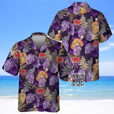 Aloha Crown Royal Hawaiian Shirt Palm Leaves Pattern Gift For Whisky Lovers