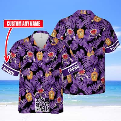 Aloha Crown Royal Whisky Hawaiian Shirt Palm Leaves Pattern Custom Name Aloha Crown Royal Whisky Hawaiian Shirt Palm Leaves Pattern Custom Name