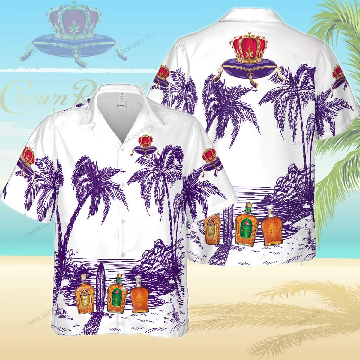 Vintage Crown Royal Whisky Hawaiian Shirt Best Beach Gift