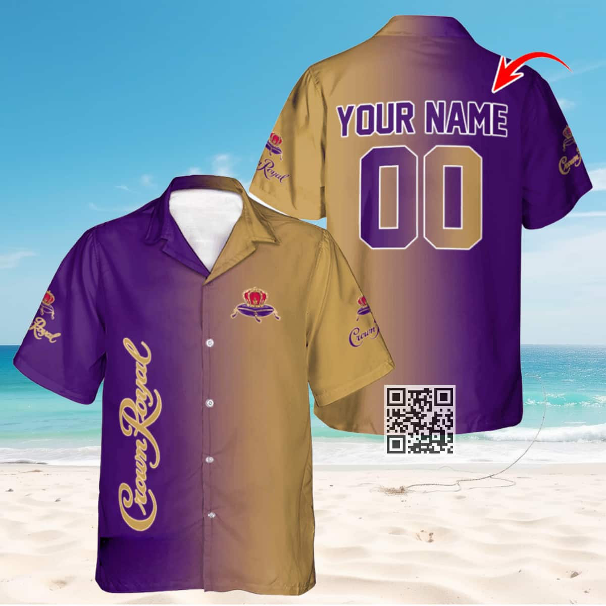 Personalized Crown Royal Whisky Hawaiian Shirt Gradient Art Custom Name Number