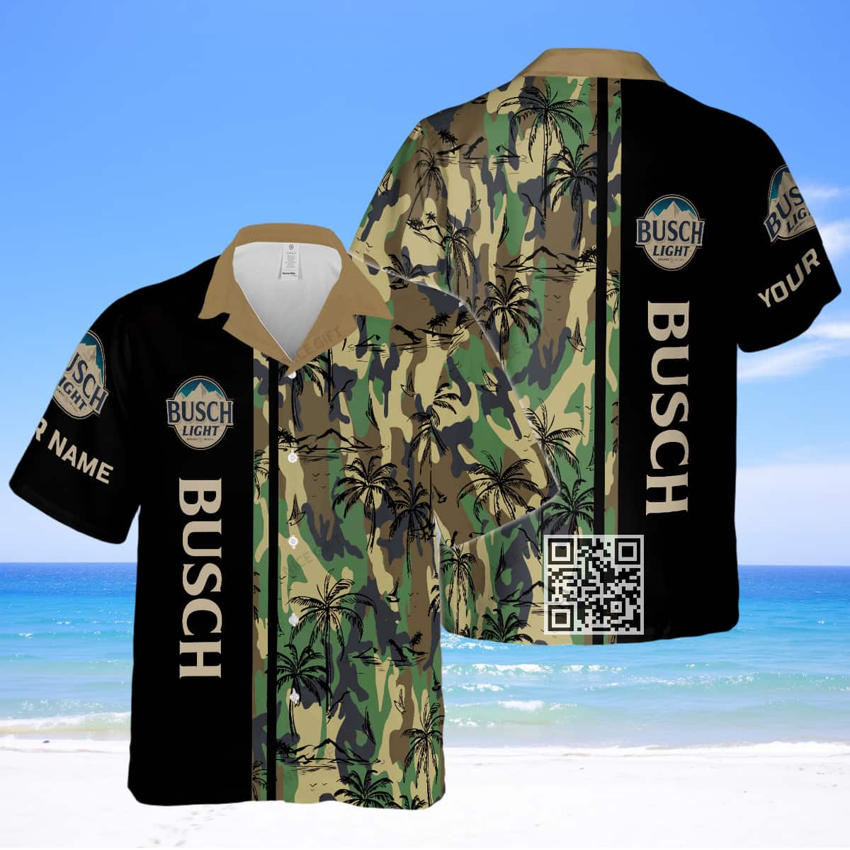 Busch Light Beer Hawaiian Shirt Camouflage Pattern Custom Name Busch Light Beer Hawaiian Shirt Camouflage Pattern Custom Name