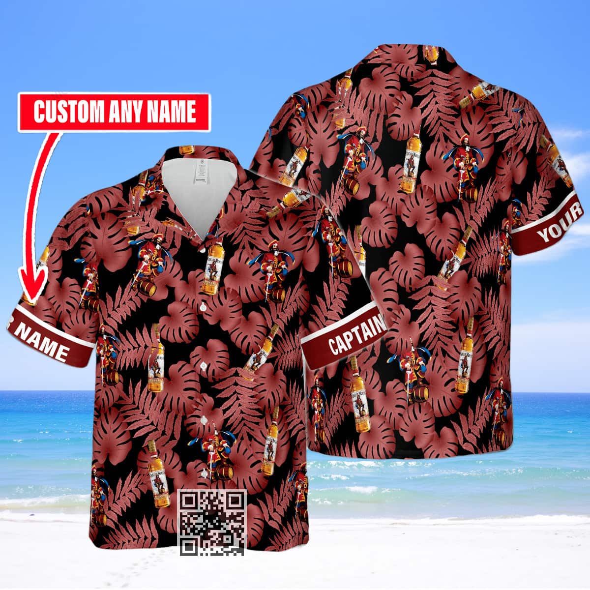 Aloha Captain Morgan Hawaiian Shirt Custom Name Palm Leaves Pattern Aloha Captain Morgan Hawaiian Shirt Custom Name Palm Leaves Pattern