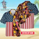 Aloha Captain Morgan Rum Hawaiian Shirt US Flag Custom Name