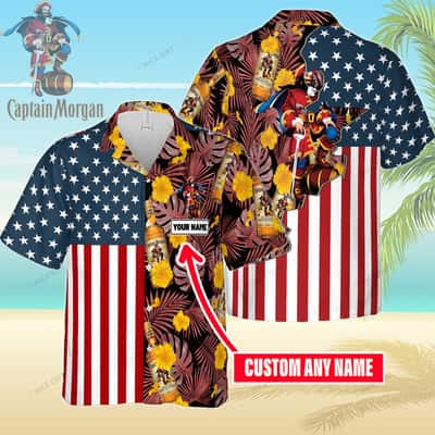 Aloha Captain Morgan Rum Hawaiian Shirt US Flag Custom Name Aloha Captain Morgan Rum Hawaiian Shirt US Flag Custom Name