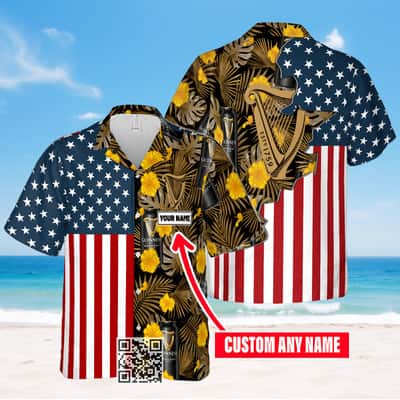 Aloha Guinness Beer Hawaiian Shirt Custom Name US Flag Aloha Guinness Beer Hawaiian Shirt Custom Name US Flag