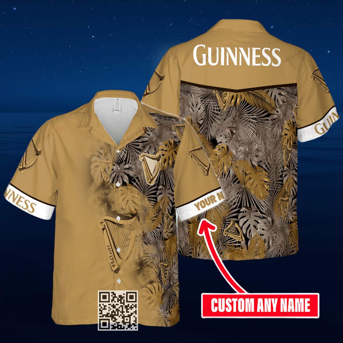 Guinness Beer Hawaiian Shirt Palm Leaves Pattern Custom Name Guinness Beer Hawaiian Shirt Palm Leaves Pattern Custom Name