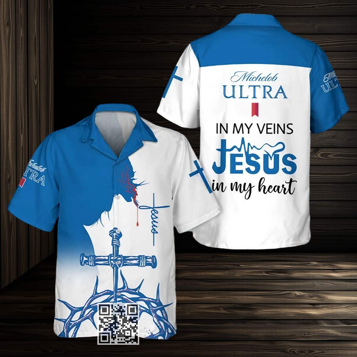Michelob ULTRA In My Veins Jesus In My Heart Hawaiian Shirt Michelob ULTRA In My Veins Jesus In My Heart Hawaiian Shirt
