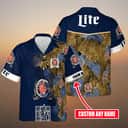 Miller Lite Beer Hawaiian Shirt Custom Name Palm Leaves Pattern