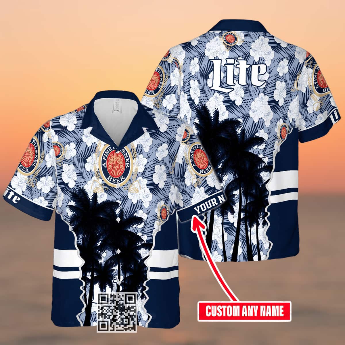 Vintage Miller Lite Beer Hawaiian Shirt Custom Name Summer Beach Gift