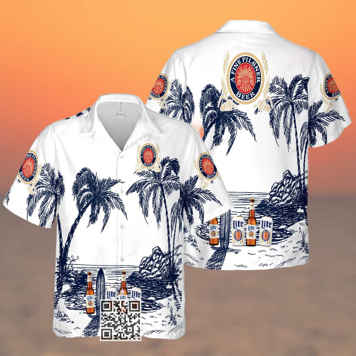 Vintage Miller Lite Beer Hawaiian Shirt Palm Tree Pattern Gift For Beach Trip