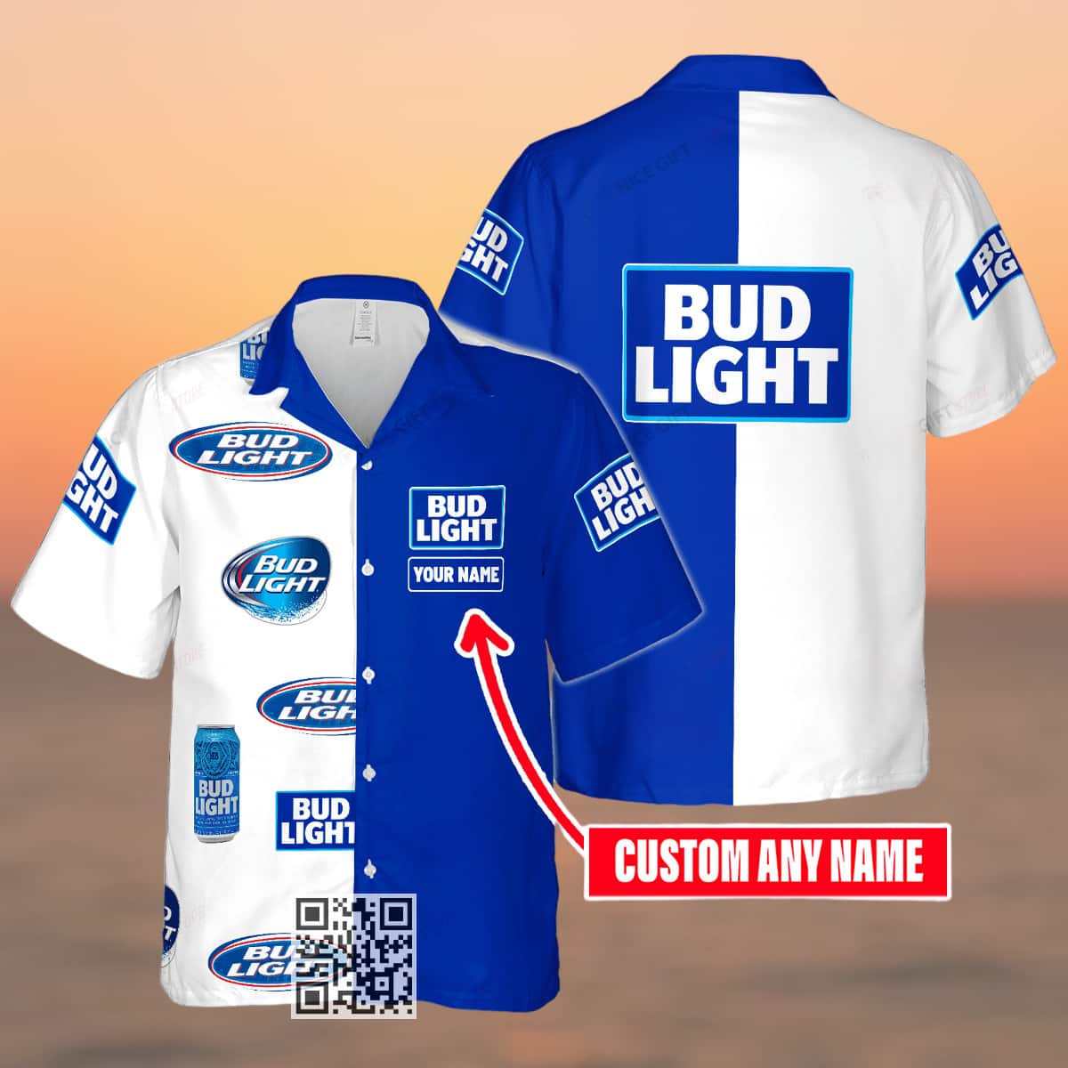 Bud Light Hawaiian Shirt Custom Name Gift For Beer Lovers Bud Light Hawaiian Shirt Custom Name Gift For Beer Lovers