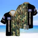 Bud Light Beer Hawaiian Shirt Custom Name Camouflage Pattern