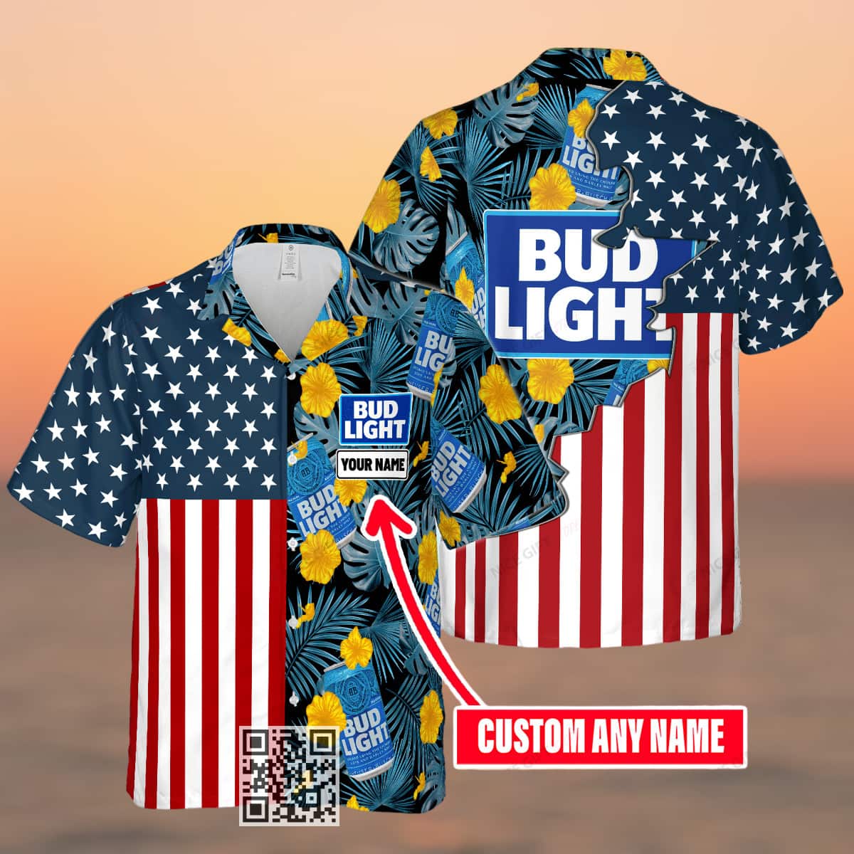 Summer Aloha Bud Light Beer Hawaiian Shirt Custom Name