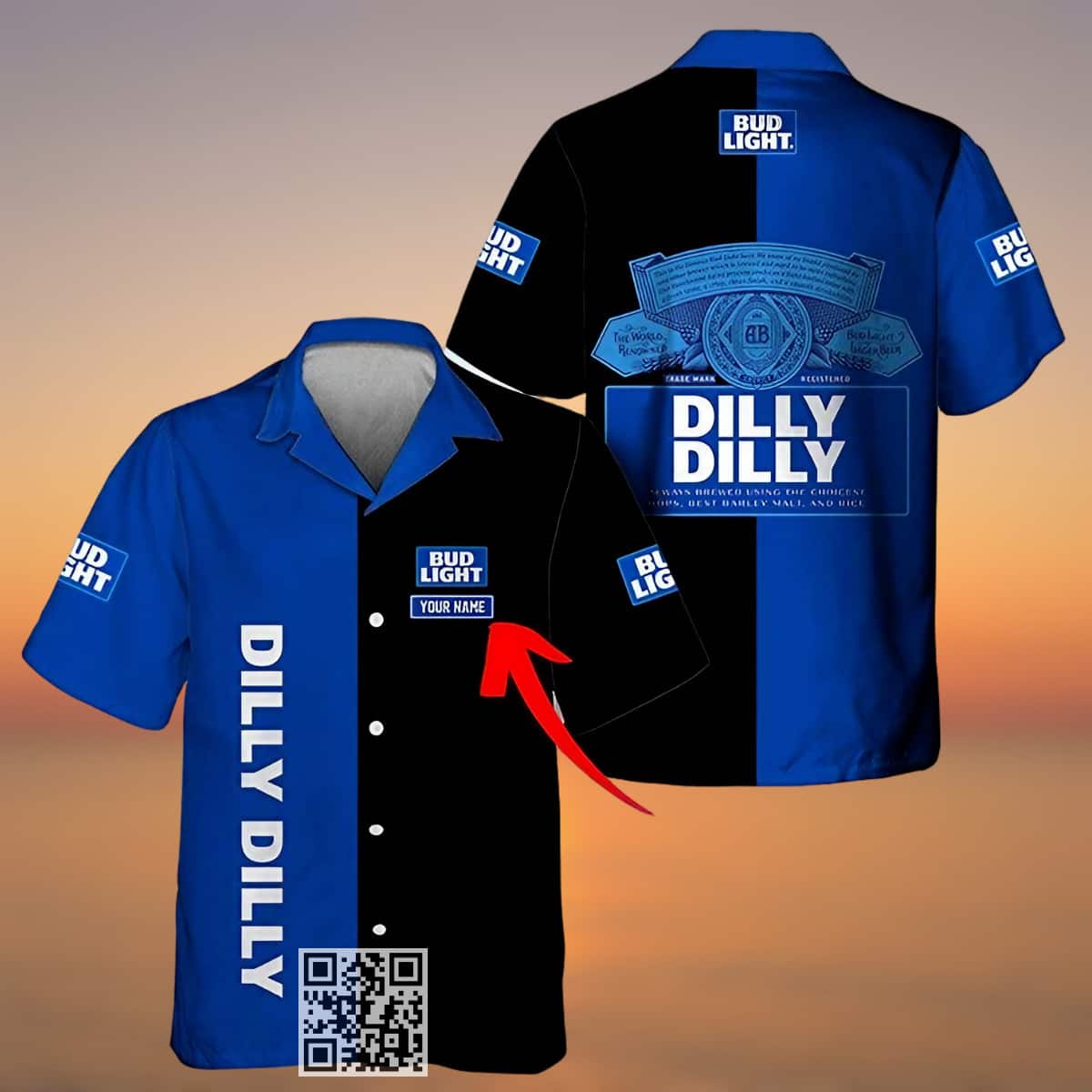 Multicolor Bud Light Dilly Dilly Hawaiian Shirt Custom Name Multicolor Bud Light Dilly Dilly Hawaiian Shirt Custom Name